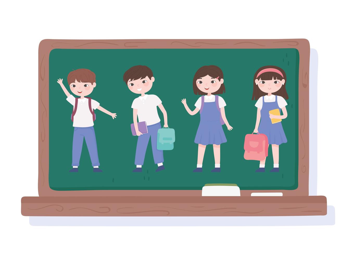 school chalkboard students vector