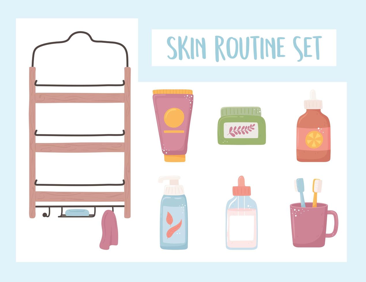 skin routine set vector