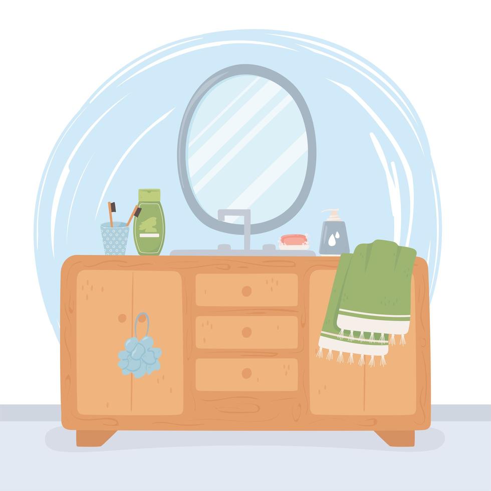 bathroom furniture mirror vector