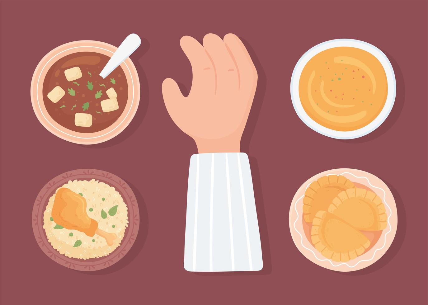 hand with food vector