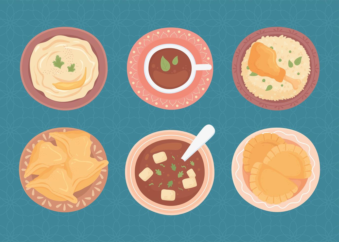 different dishes food vector