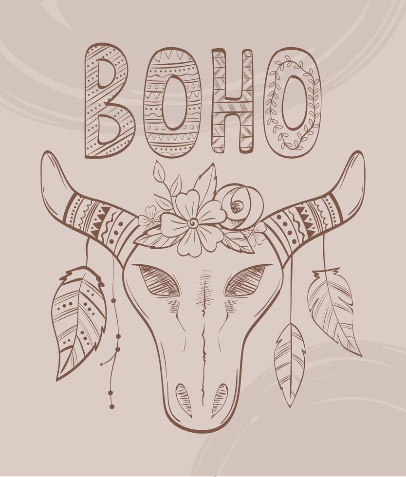 toro cráneo boho vector