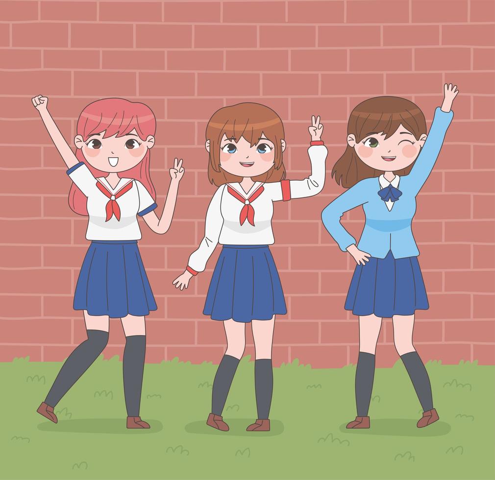 estudiantes de manga femenino vector