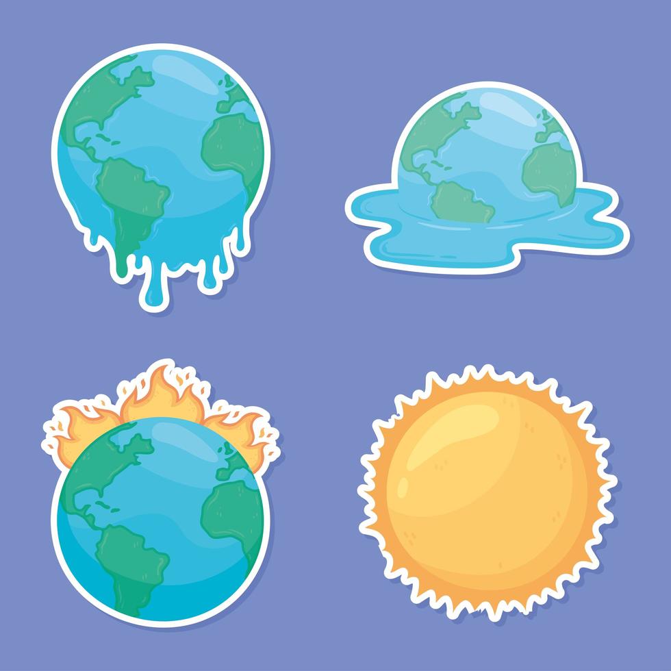 global warming set vector