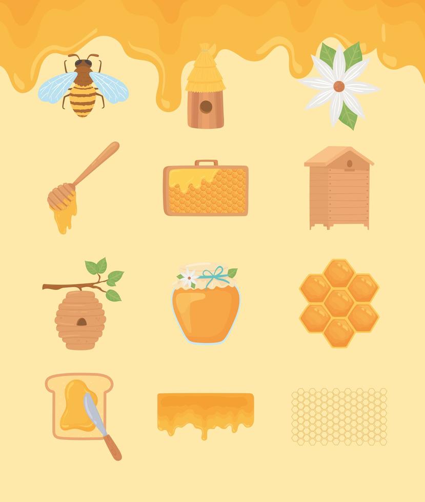 beekeeping icon set vector