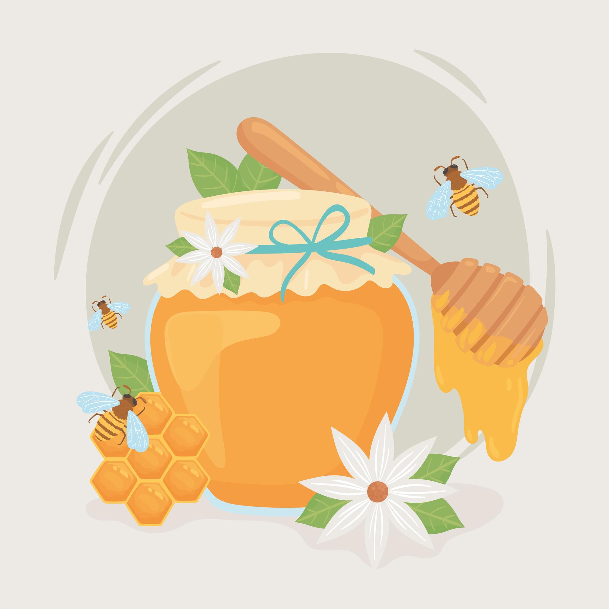 honey-bees-jar-2449235-vector-art-at-vecteezy