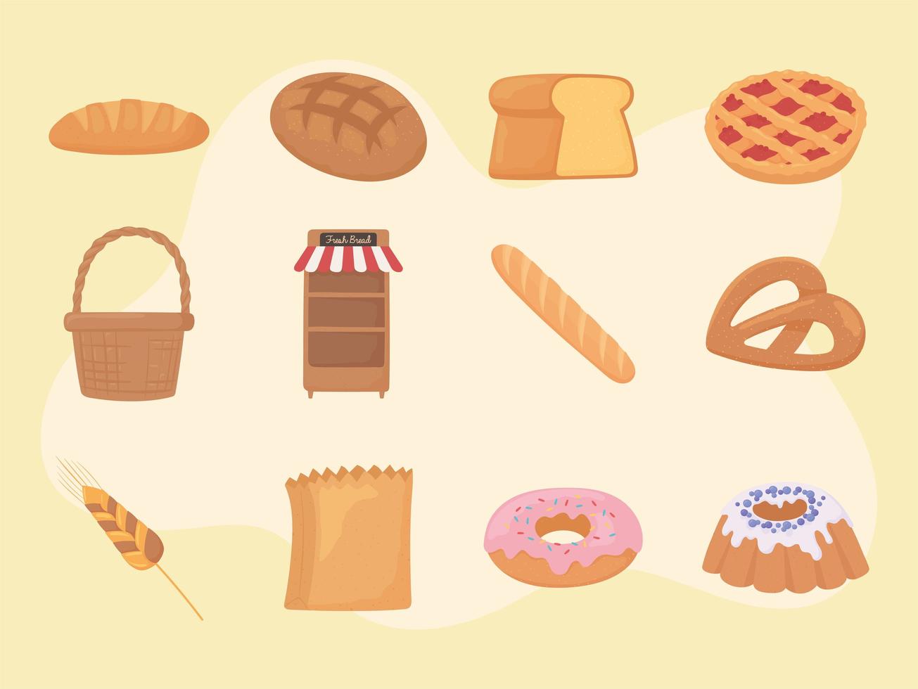 bread fresh set vector