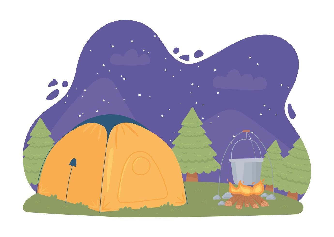 camping tent night vector