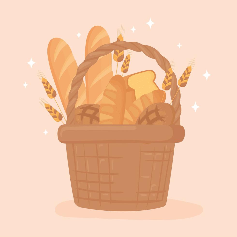 basket full of bread vector