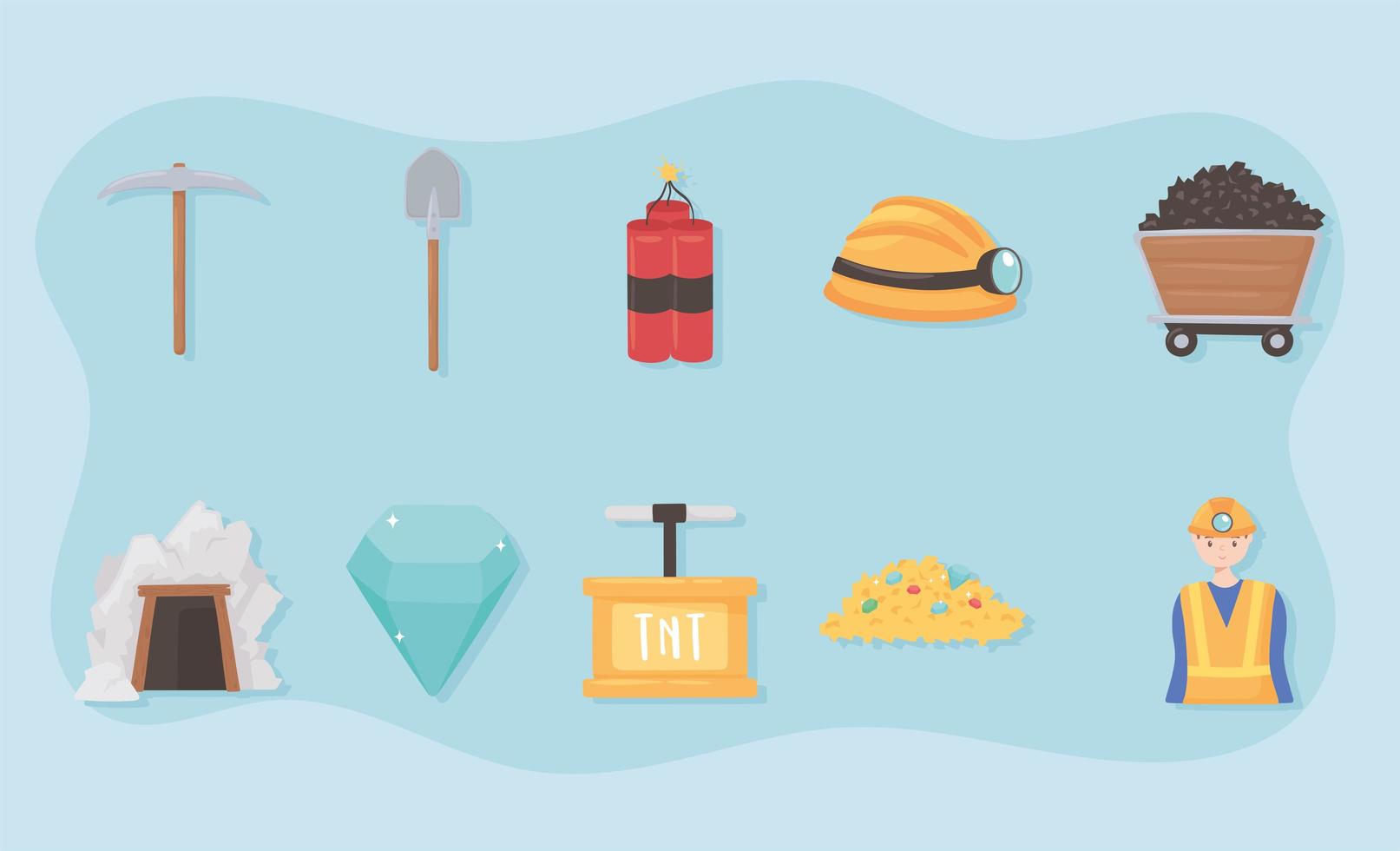 mining equipment set vector