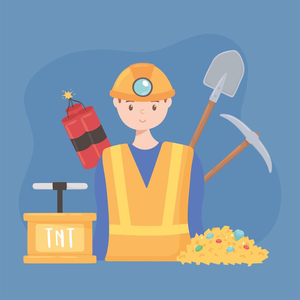 miner cartoon tools vector