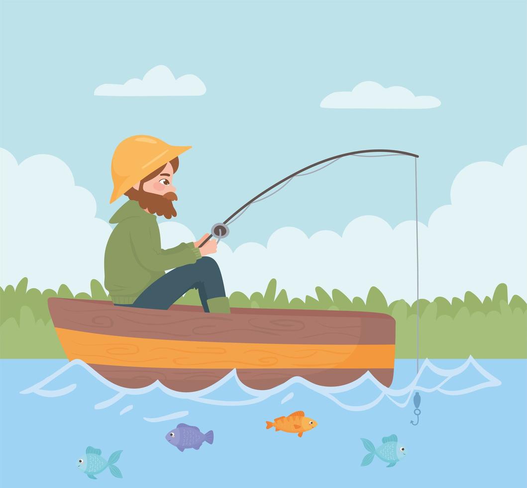 man fishing cartoon 3676423 Vector Art at Vecteezy