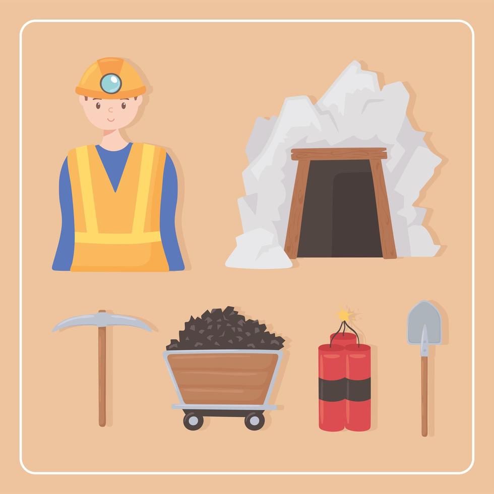 mining cartoon icons vector