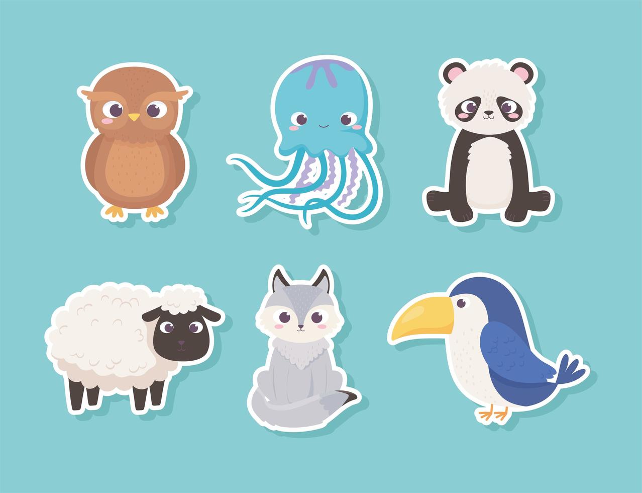 cute animals sticker vector