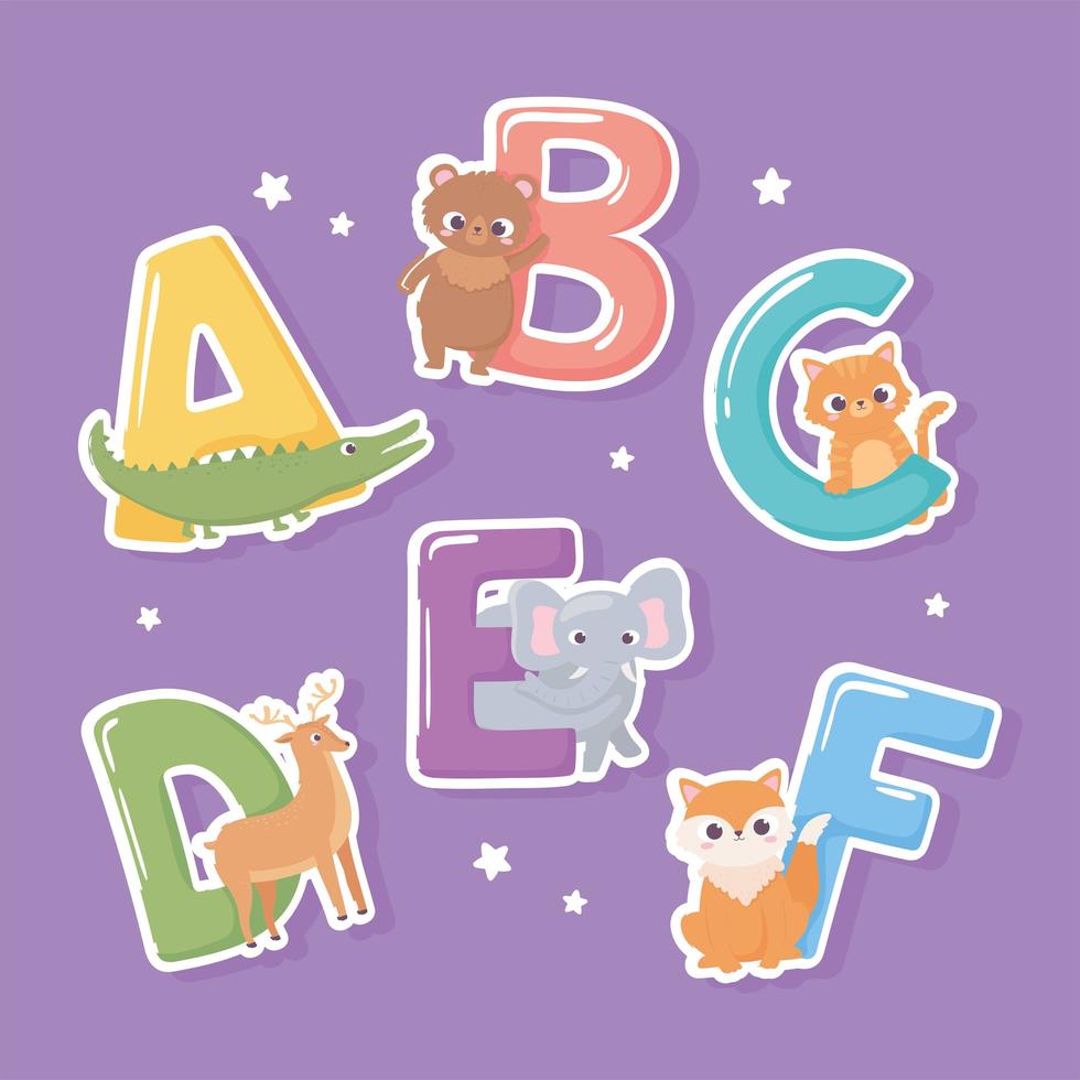 various animals letters vector