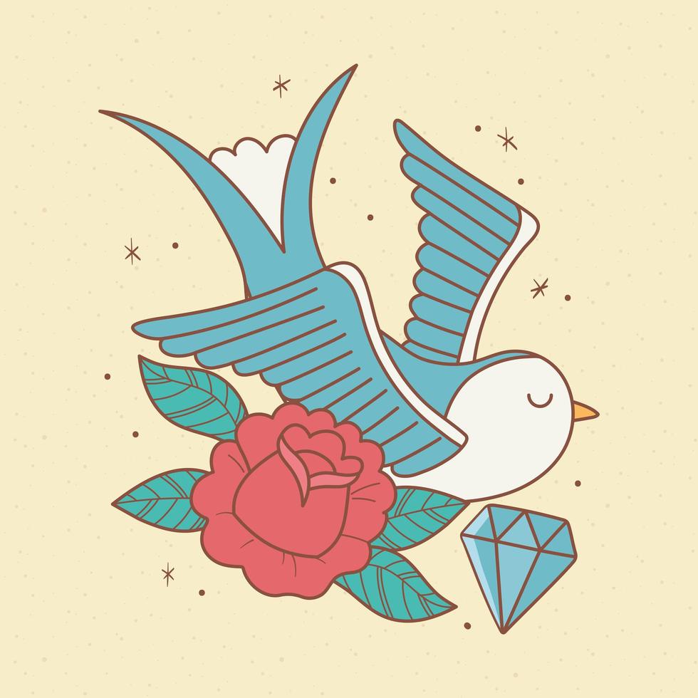 bird flower diamond vector