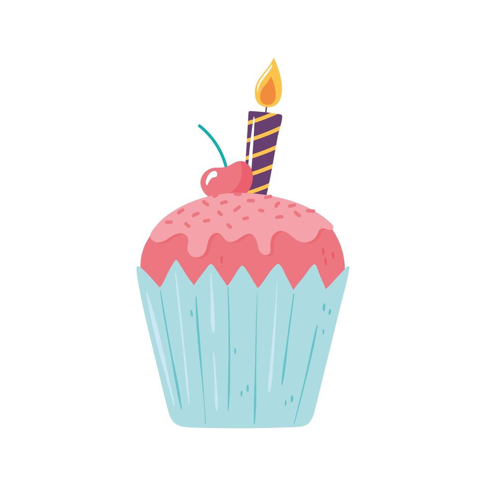 vela de cupcake de cumpleaños vector
