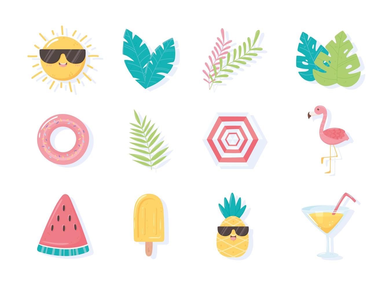 summer icon set vector