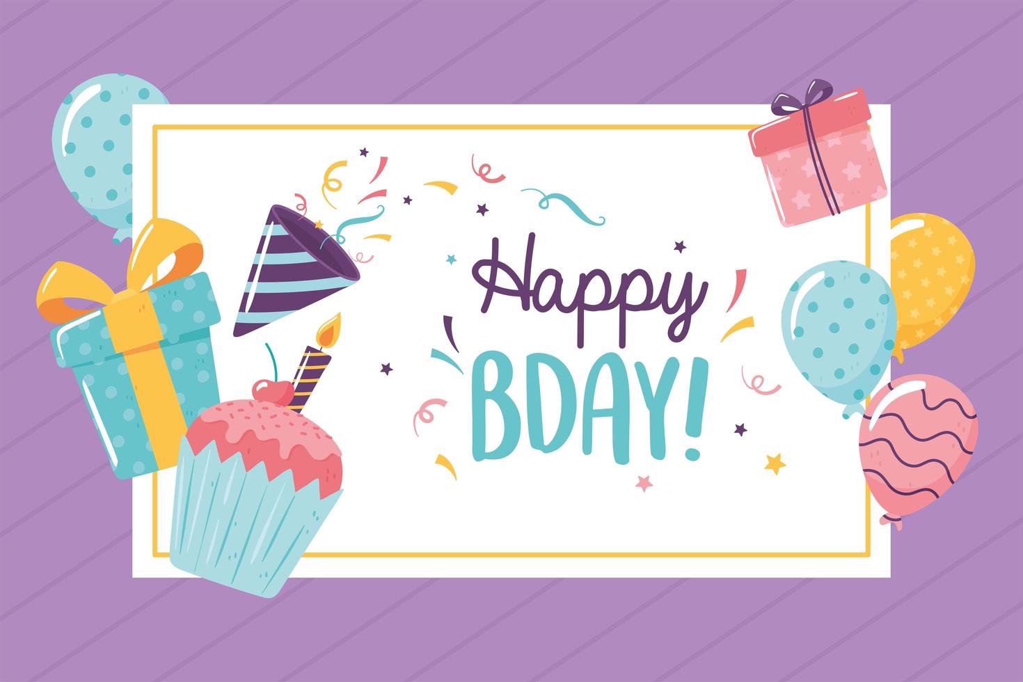happy bday greeting vector