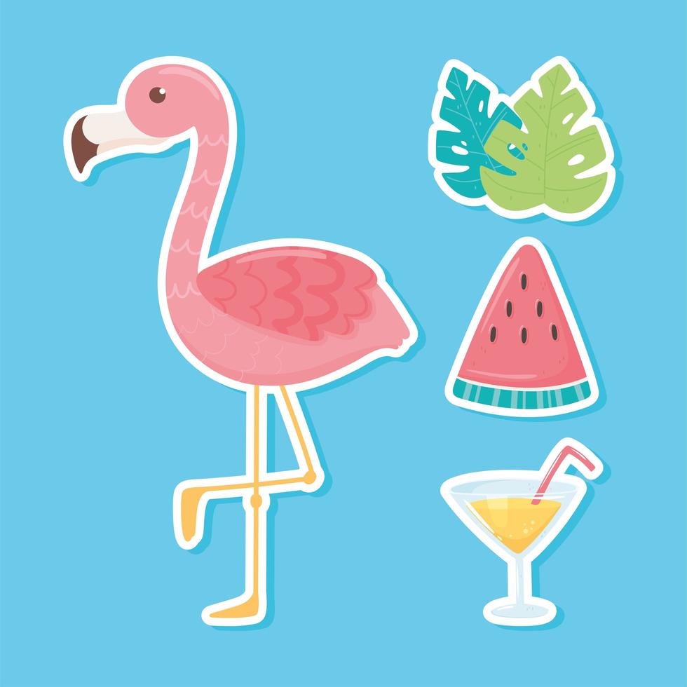 summer sticker set vector