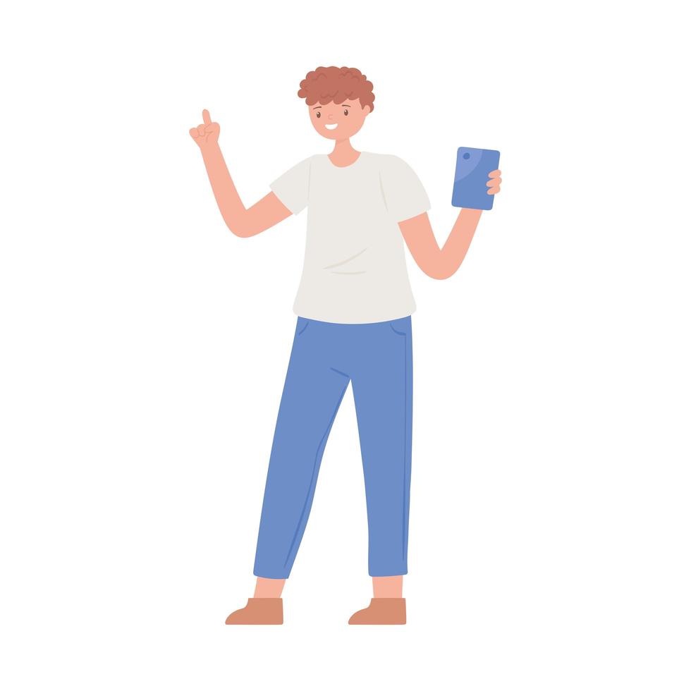 guy with smartphone vector