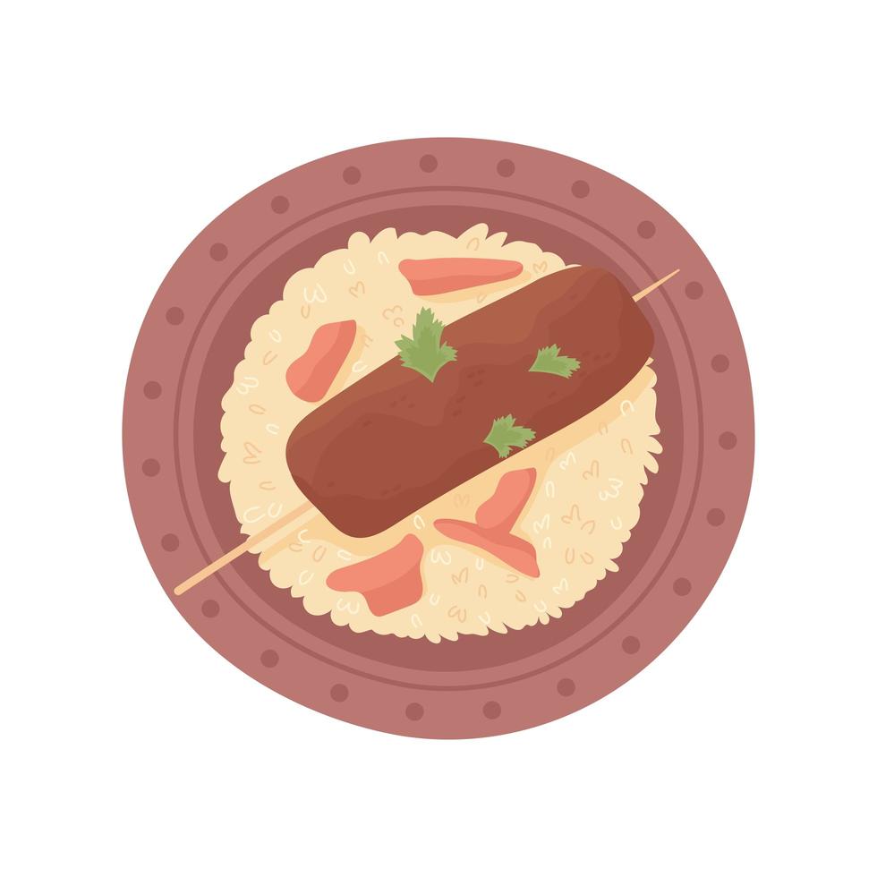 rice with sausage vector