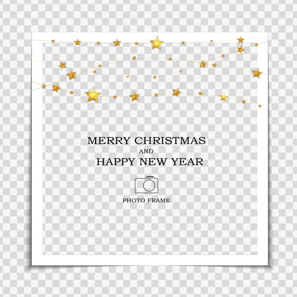 Merry Christmas and Happy New Year Photo Frame Template vector
