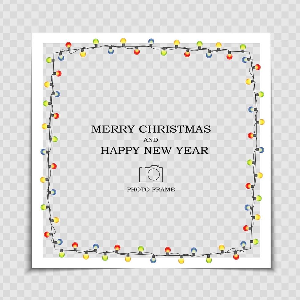 Merry Christmas and Happy New Year Photo Frame Template vector