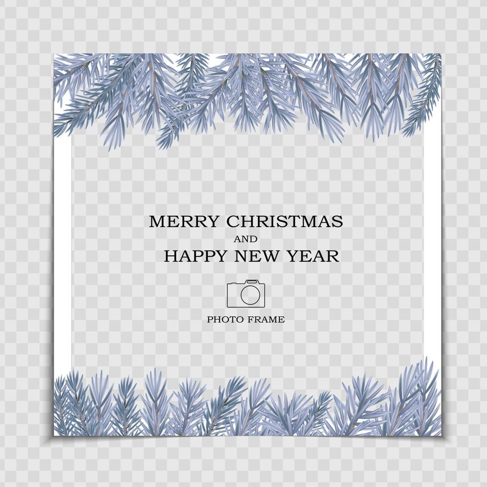 Merry Christmas and Happy New Year Photo Frame Template vector