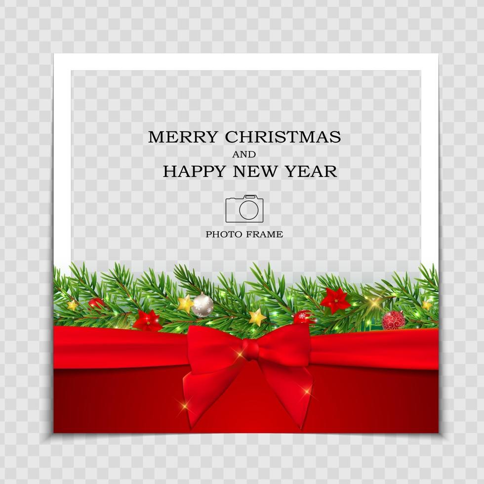 Merry Christmas and Happy New Year Photo Frame Template vector