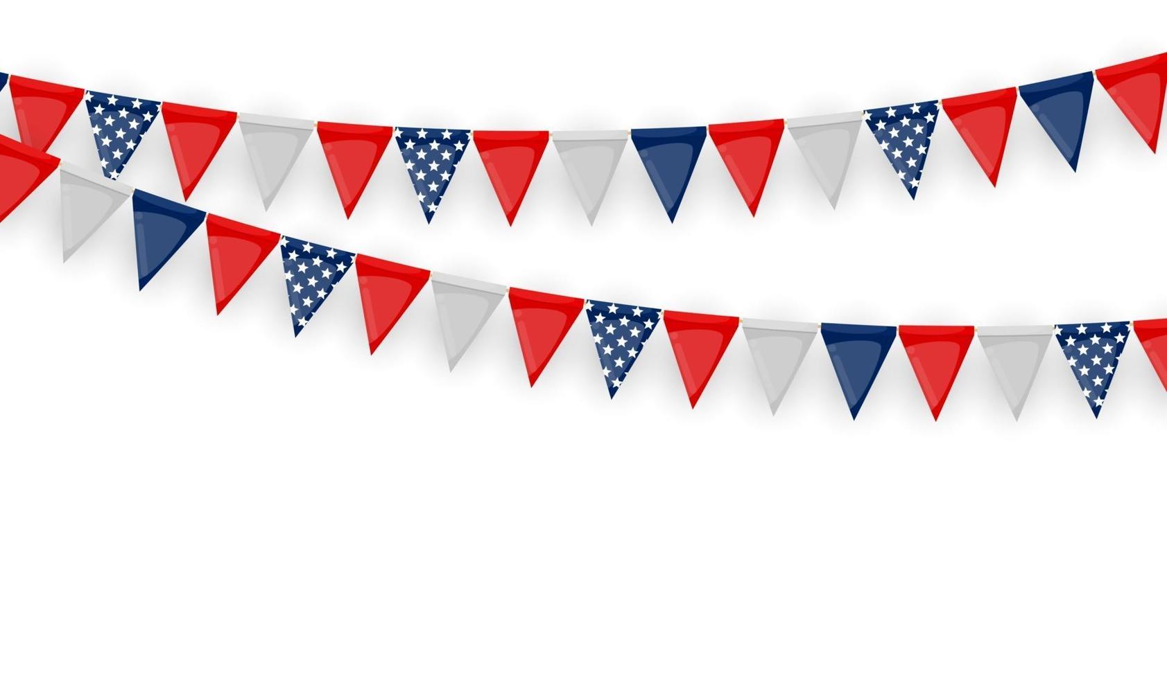 Banner with garland of flags and ribbons Holiday Party background for birthday party carnava vector