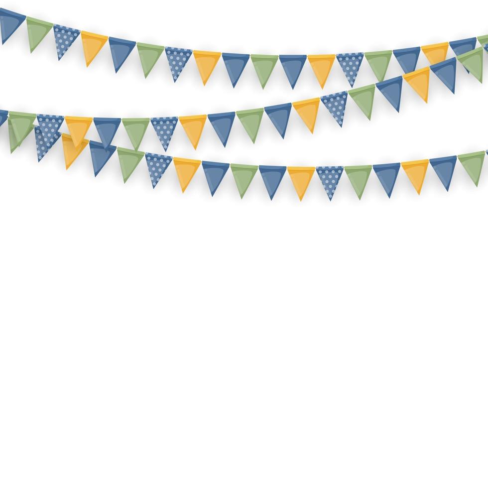 Banner with garland of flags and ribbons Holiday Party background for birthday party carnava vector