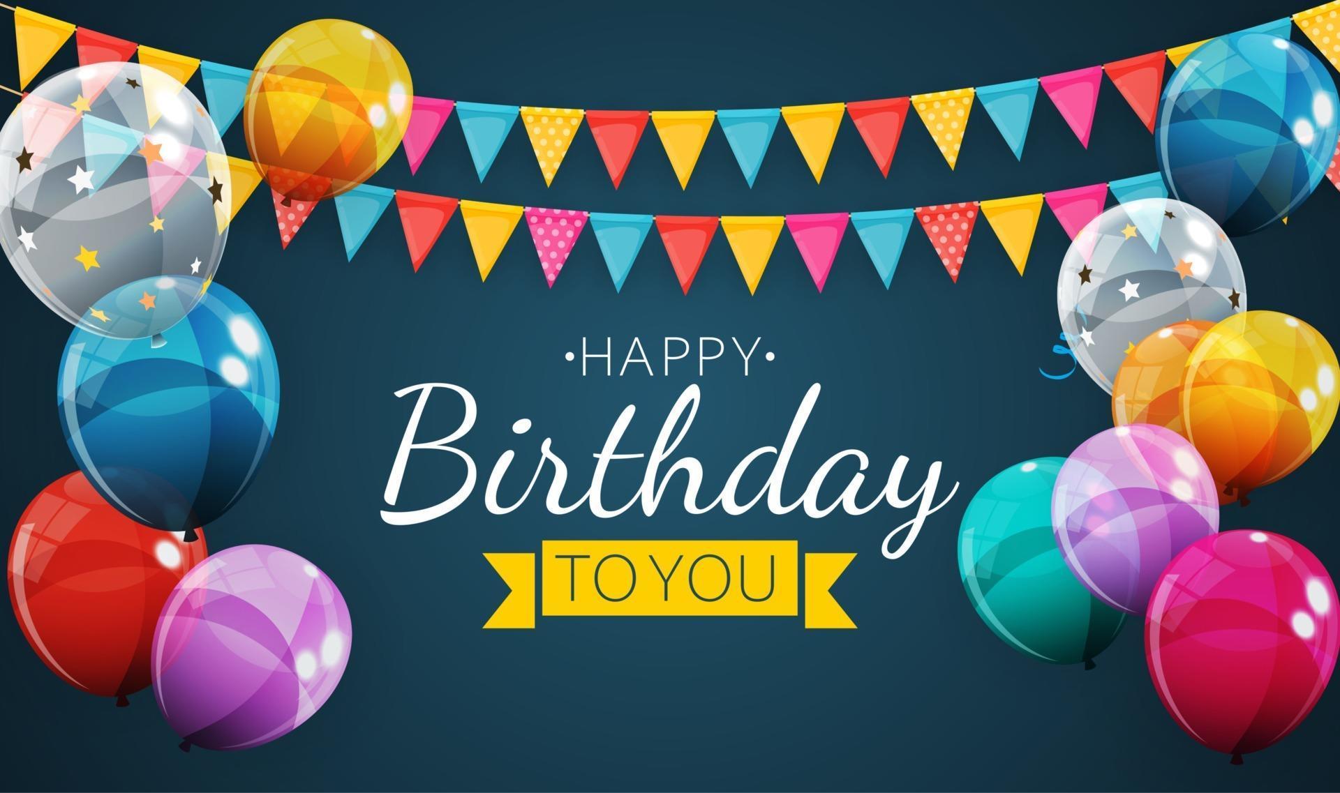 Happy Birthday Holiday Party Background with Flags and Balloons 2449598 ...