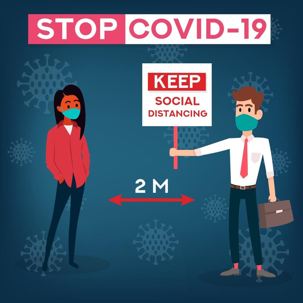 Social Distance concept, web banner coronavirus prevention vector