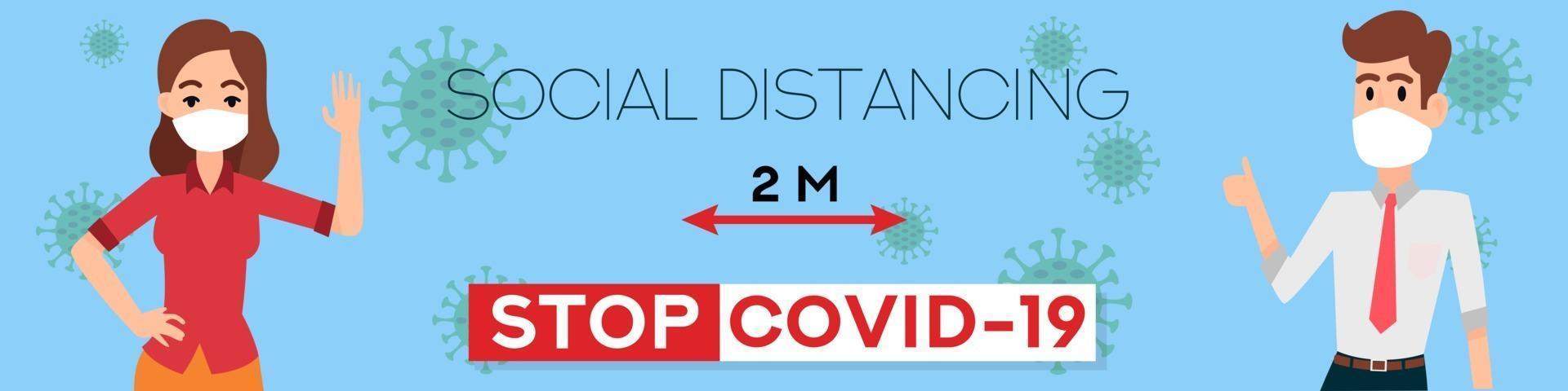 Social Distance concept, web banner coronavirus prevention vector