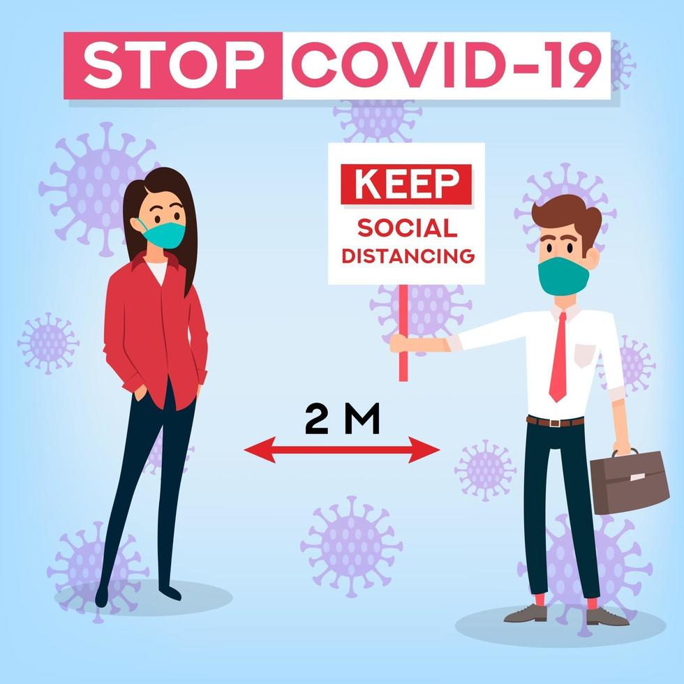 Social Distance concept, web banner coronavirus prevention vector