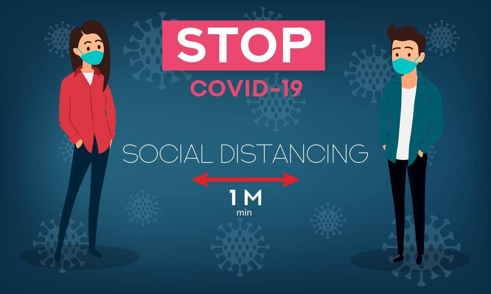 Social Distance concept, web banner coronavirus prevention vector