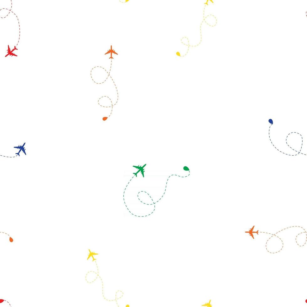 Airplane dotted flight seamless pattern background vector