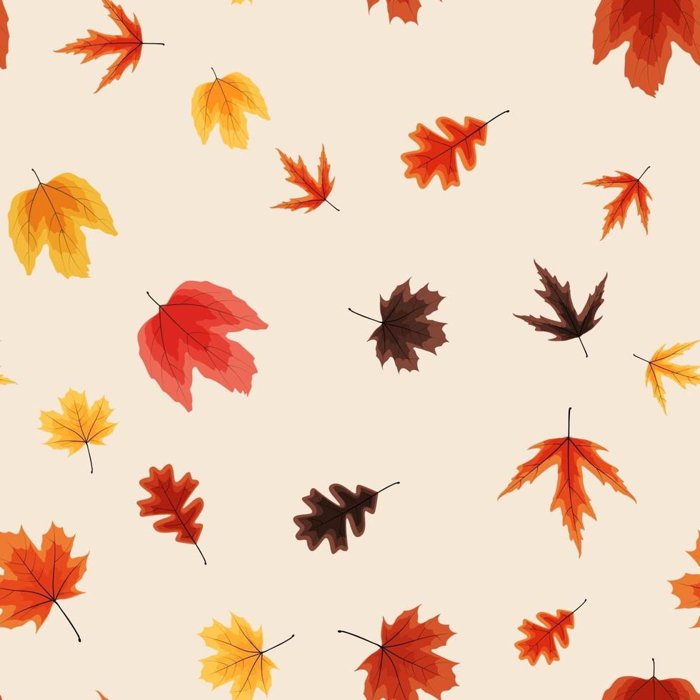 Autumn Falling Leaves Seamless Pattern Background vector