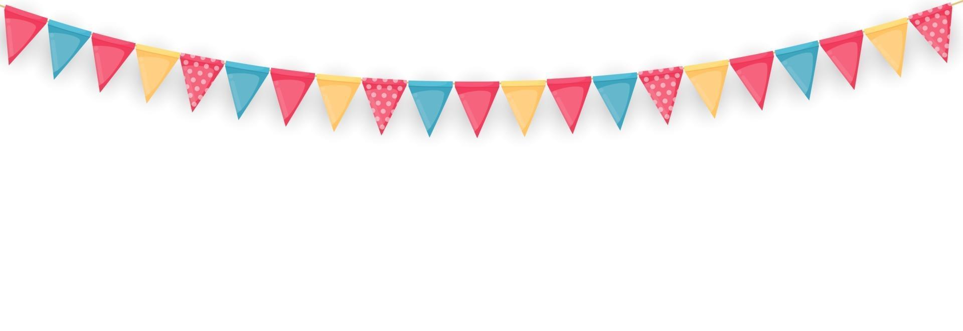 Banner with garland of flags and ribbons Holiday Party background for birthday party carnaval vector