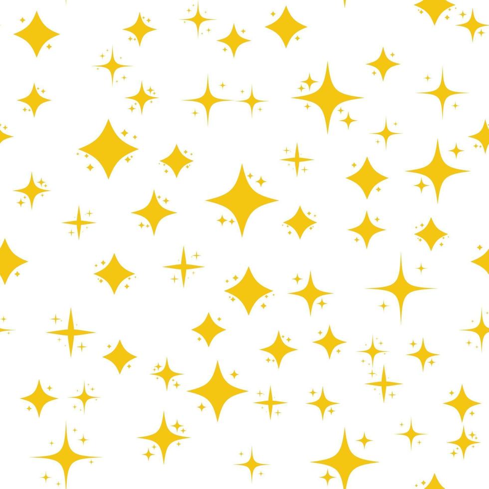 Yellow bright stars sparkle seamless pattern background vector