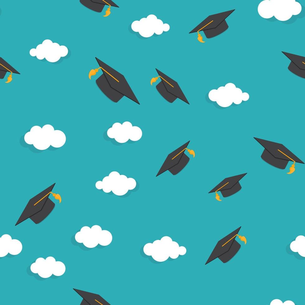 Graduarion Education Seamless Pattern Background vector
