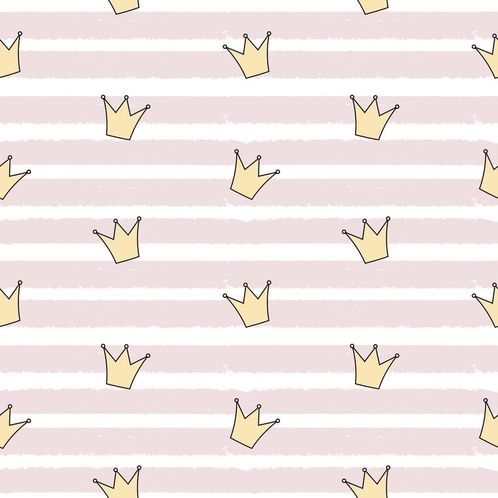 Cute Princess Crown Seamless Pattern Background vector