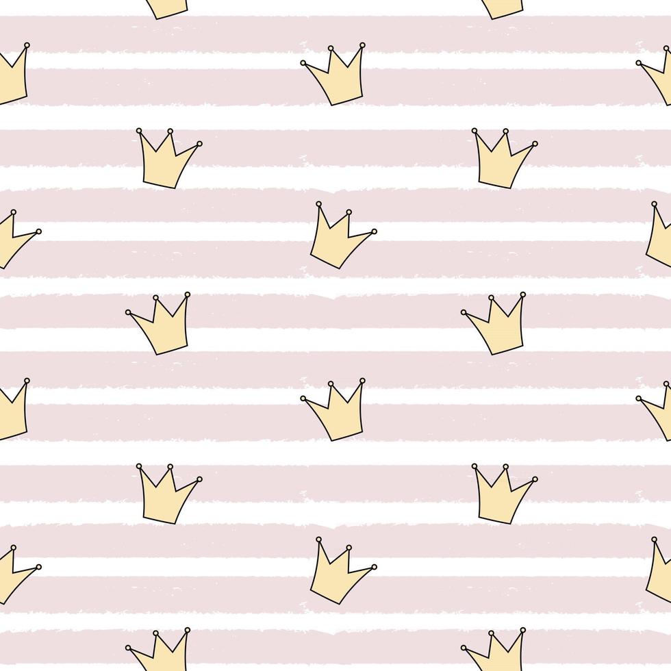 Cute Princess Crown Seamless Pattern Background vector