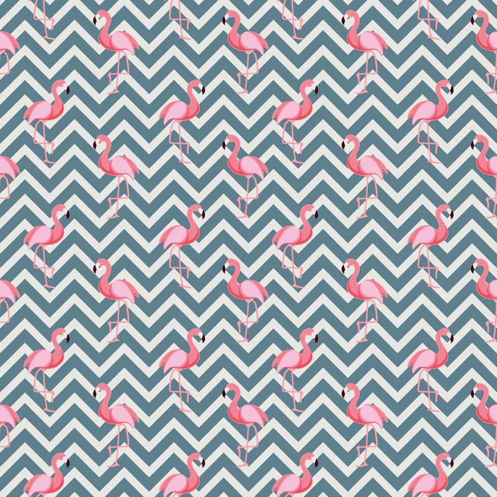 Cute Retro Seamless Flamingo Pattern Background vector