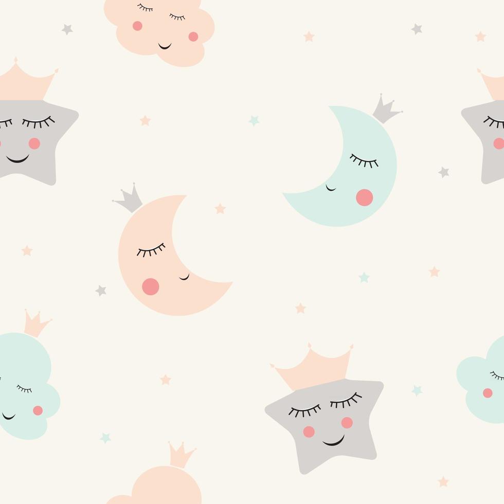 Seamless Pattern Background with Cute Little Child Cloud vector