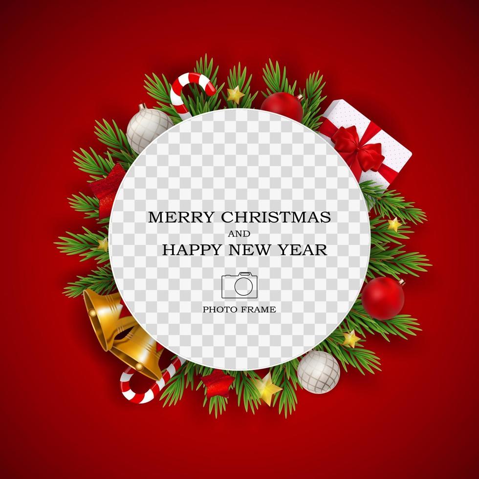 Merry Christmas and Happy New Year Photo Frame Template vector