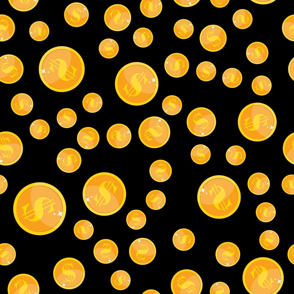 Golden Dollar Coin Money Seamless Pattern Background vector