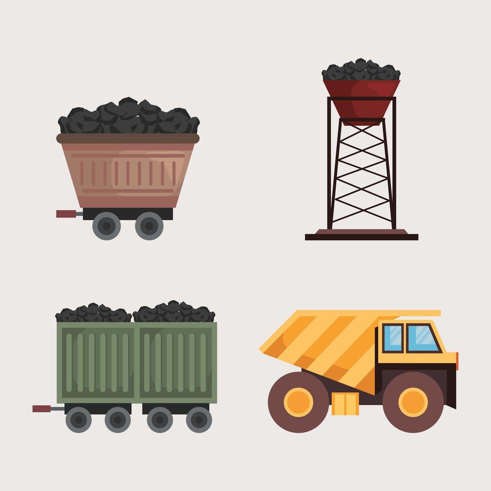 four mine industry icons vector