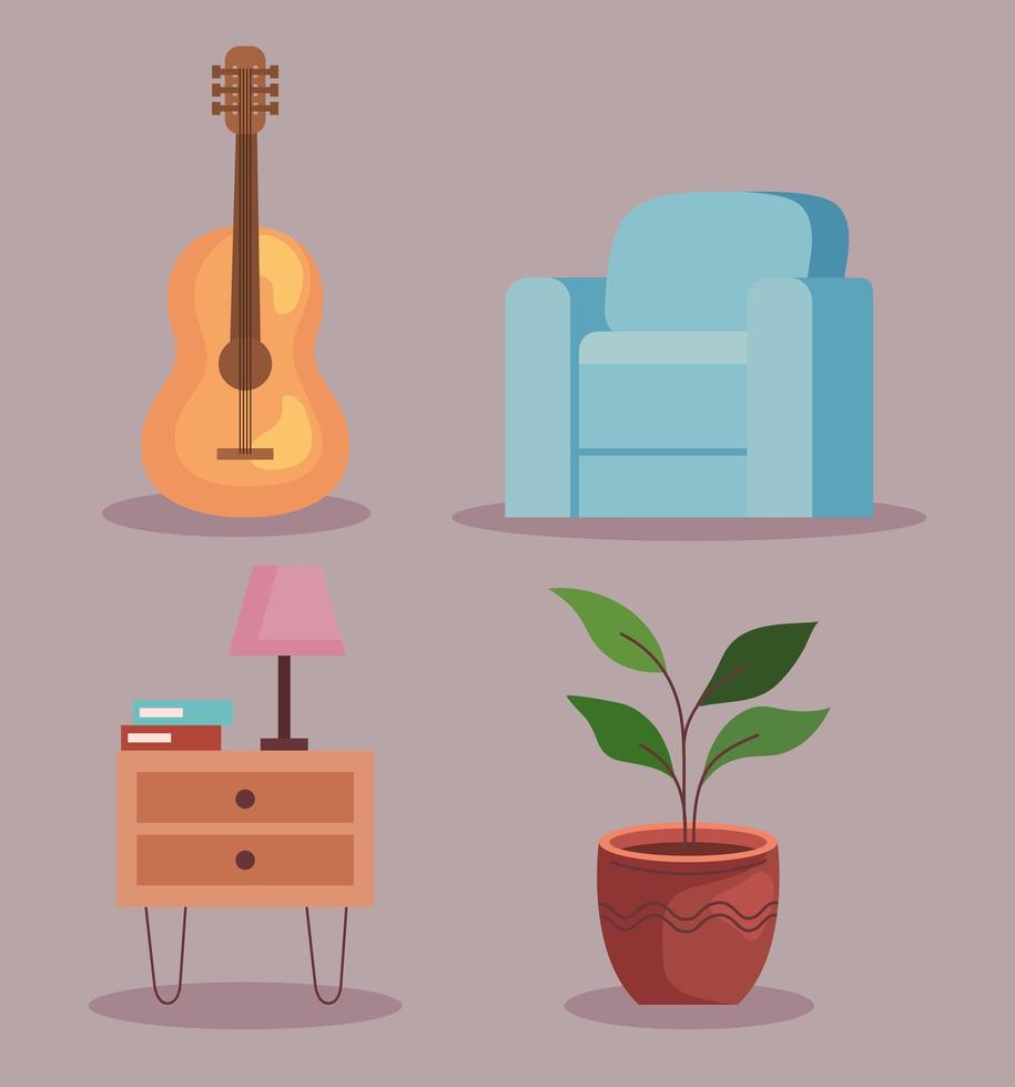 house furniture icons vector